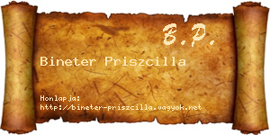 Bineter Priszcilla névjegykártya